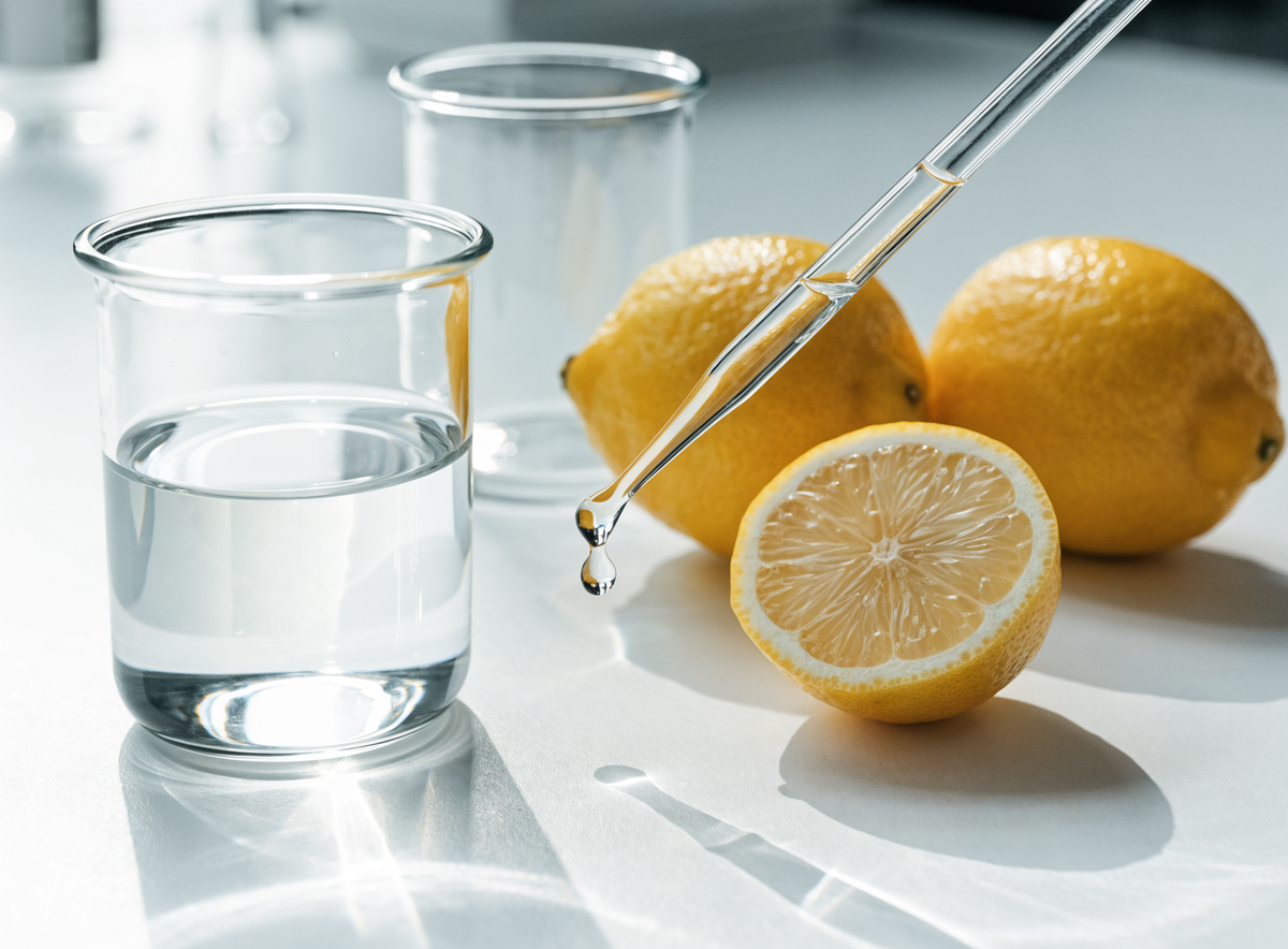 Laborglas, Pipette und frische Zitronen